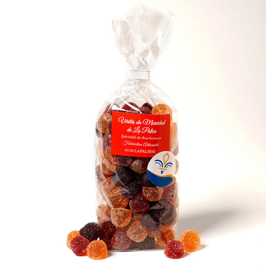 Pates de fruits Fleur  Pêche , Lavande , Cassis , Violette, Framboise, Rose sachet de 250 gr